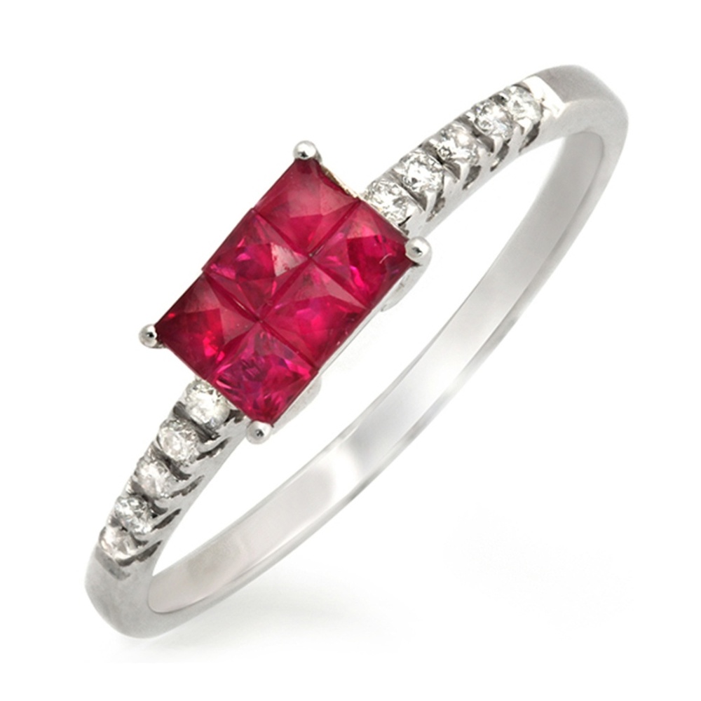 0.75 CT Ruby & 0.12 CT Diamonds 18K Wedding Ring